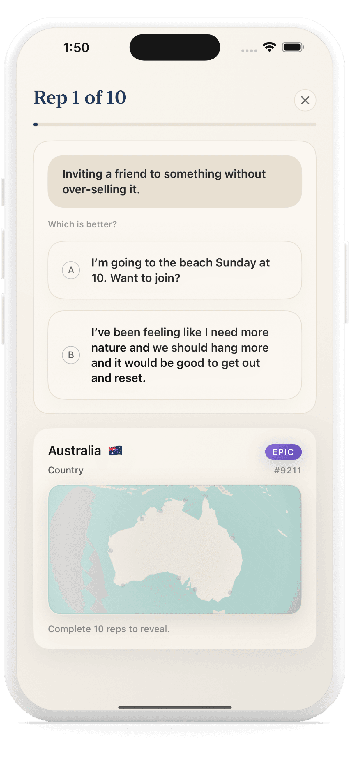 Taste Gym app screenshot 1
