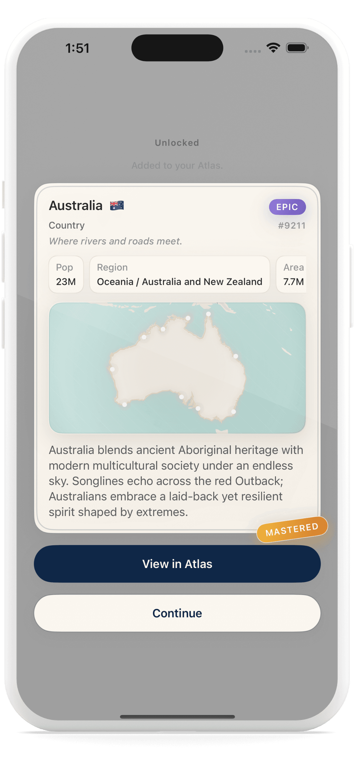 Taste Gym Atlas unlock screen